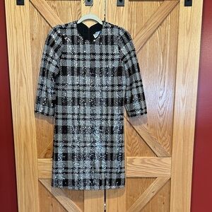 Draper James Black and Silver Plaid Dress